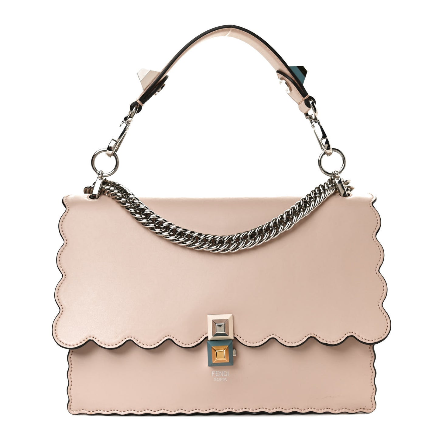 Vitello Liberty Scalloped Studded Kan I Shoulder Bag Plaster