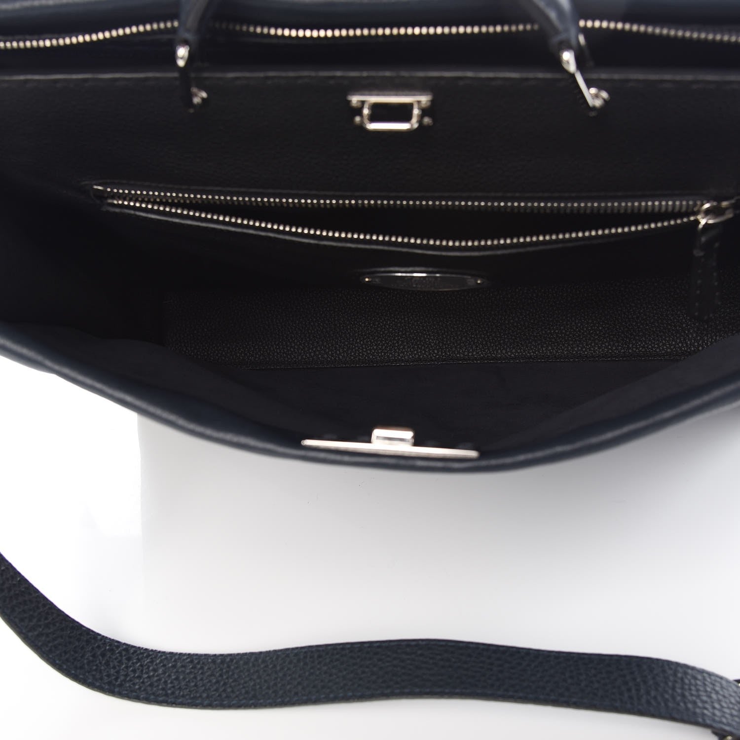 Fendi Cuoio Romano Selleria Bi-Color Large Mens Peekaboo Iconic Essential Satchel Lavagna Black 5 of 8