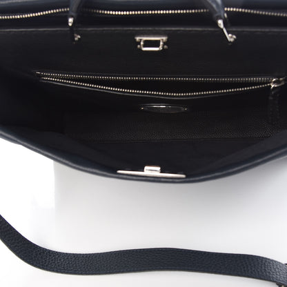 Fendi Cuoio Romano Selleria Bi-Color Large Mens Peekaboo Iconic Essential Satchel Lavagna Black 5 of 8
