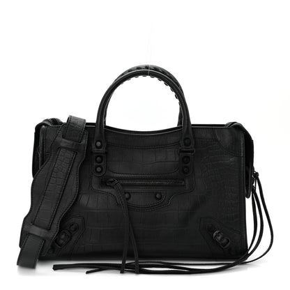 Balenciaga Matte Supple Lambskin Crocodile Embossed Classic Black Hardware S City Black 1 of 10