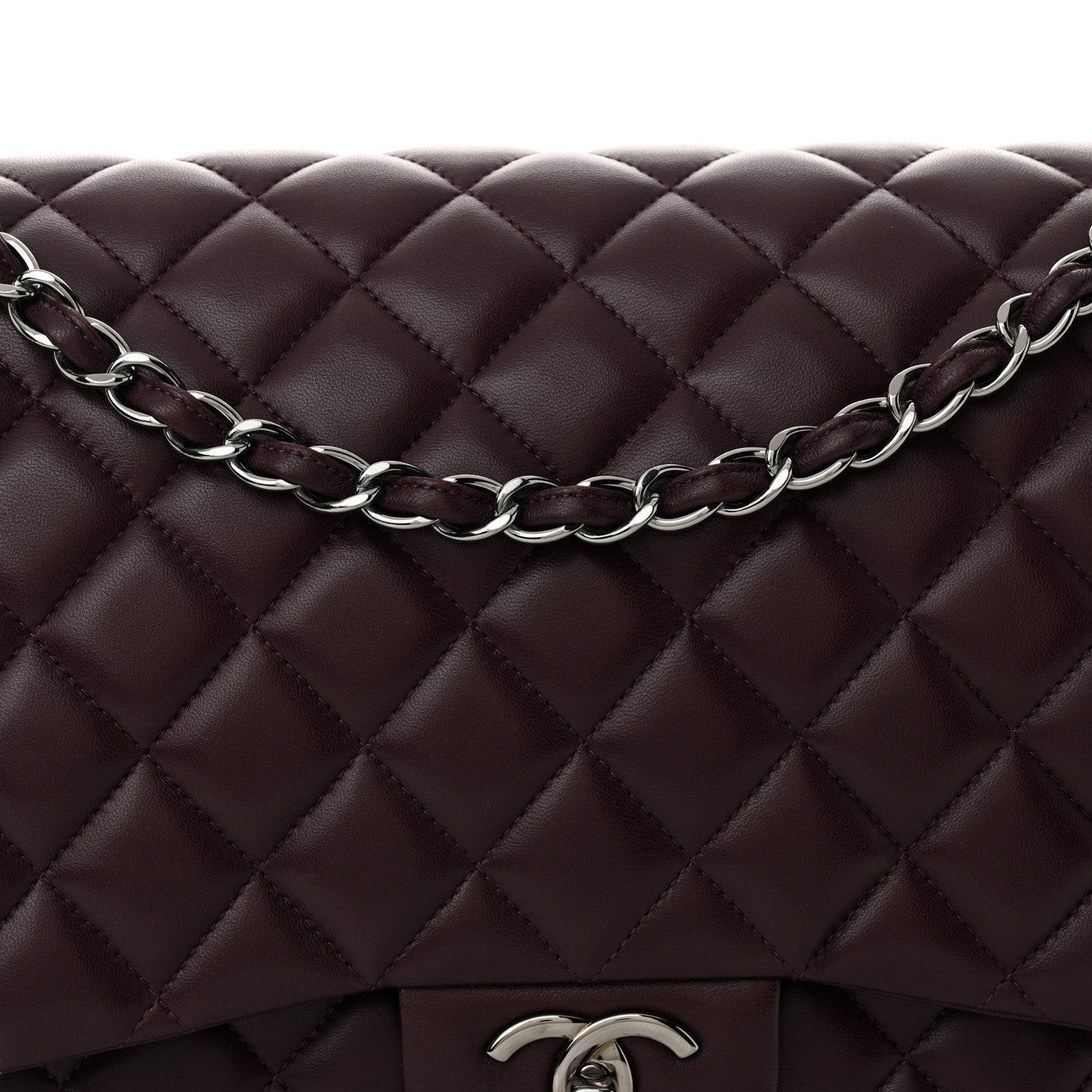 Chanel Lambskin Quilted Maxi Double Flap Plum 8 of 11