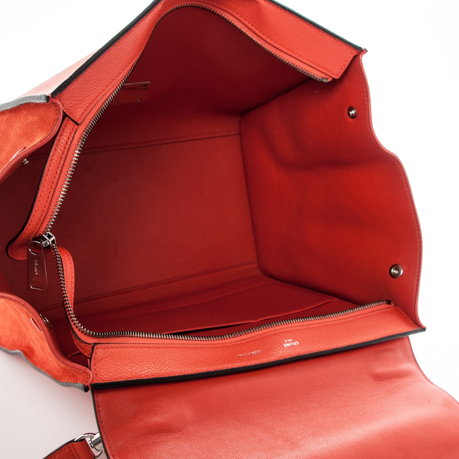 Celine Drummed Calfskin Suede Medium Trapeze Vermillion 6 of 8