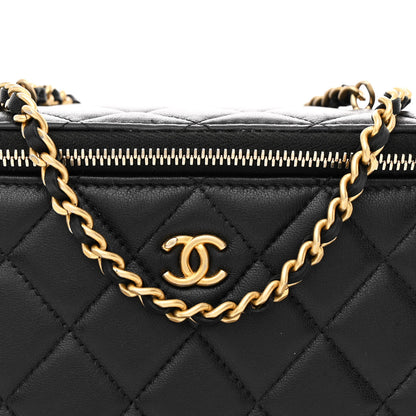 Chanel Lambskin Quilted Small Pearl Crush Vanity Case With Chain Black 5 of 11