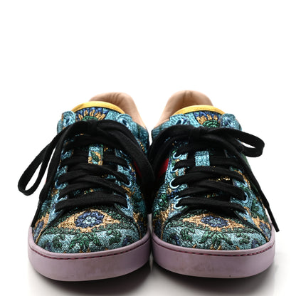Gucci Jacquard Web Embroidered Womens New Ace Sneakers 36 Azure Multicolor Oro Vecchio 2 of 12