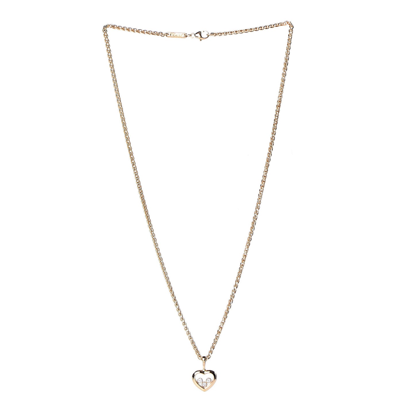 18K Yellow Gold Happy Diamonds Icons Floating Heart Pendant Necklace