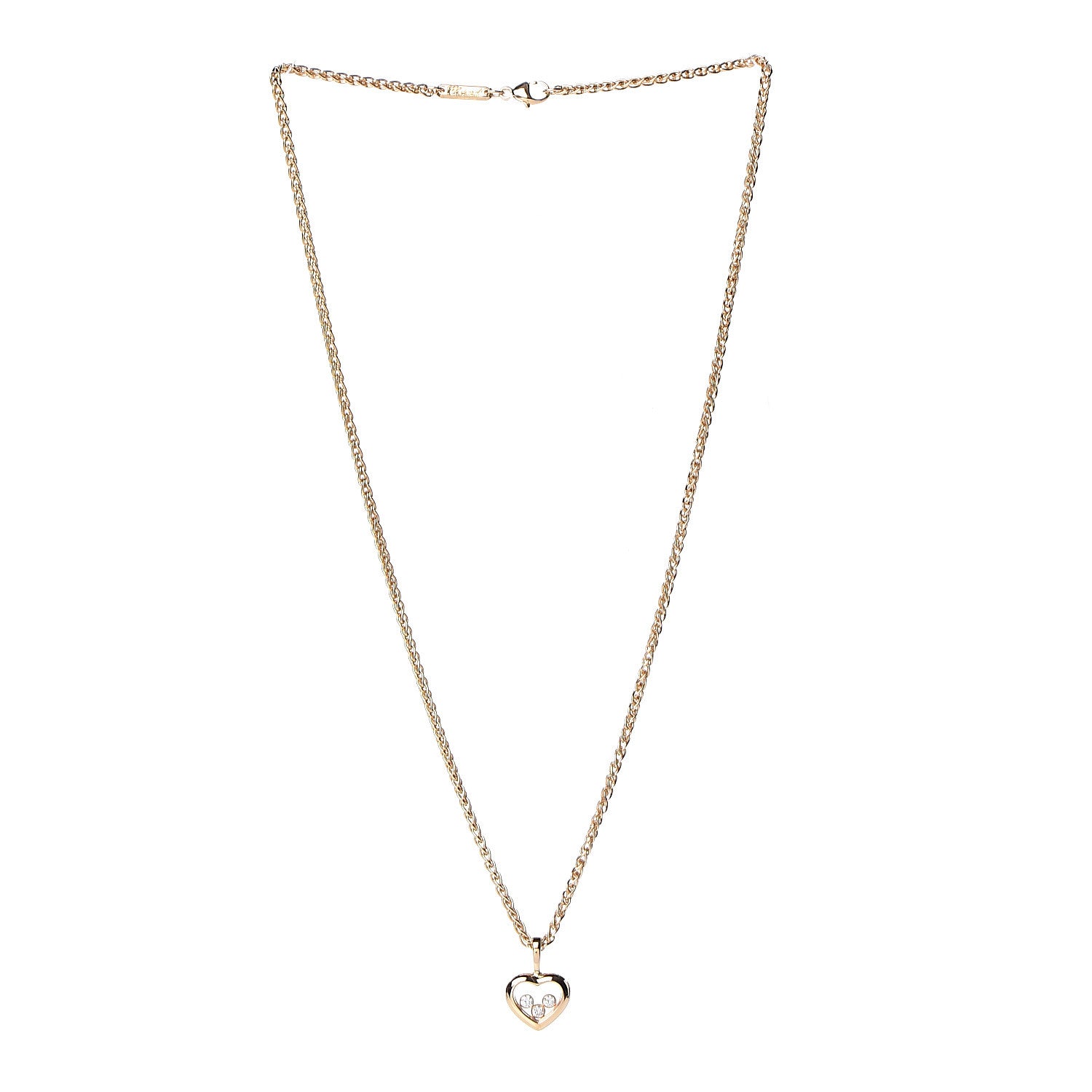 Chopard 18K Yellow Gold Happy Diamonds Icons Floating Heart Pendant Necklace 3 of 7