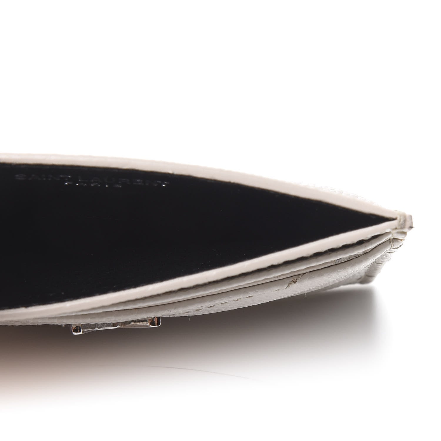 Saint Laurent Grain De Poudre Matelasse Chevron Monogram Credit Card Case Blanc Vintage 5 of 6