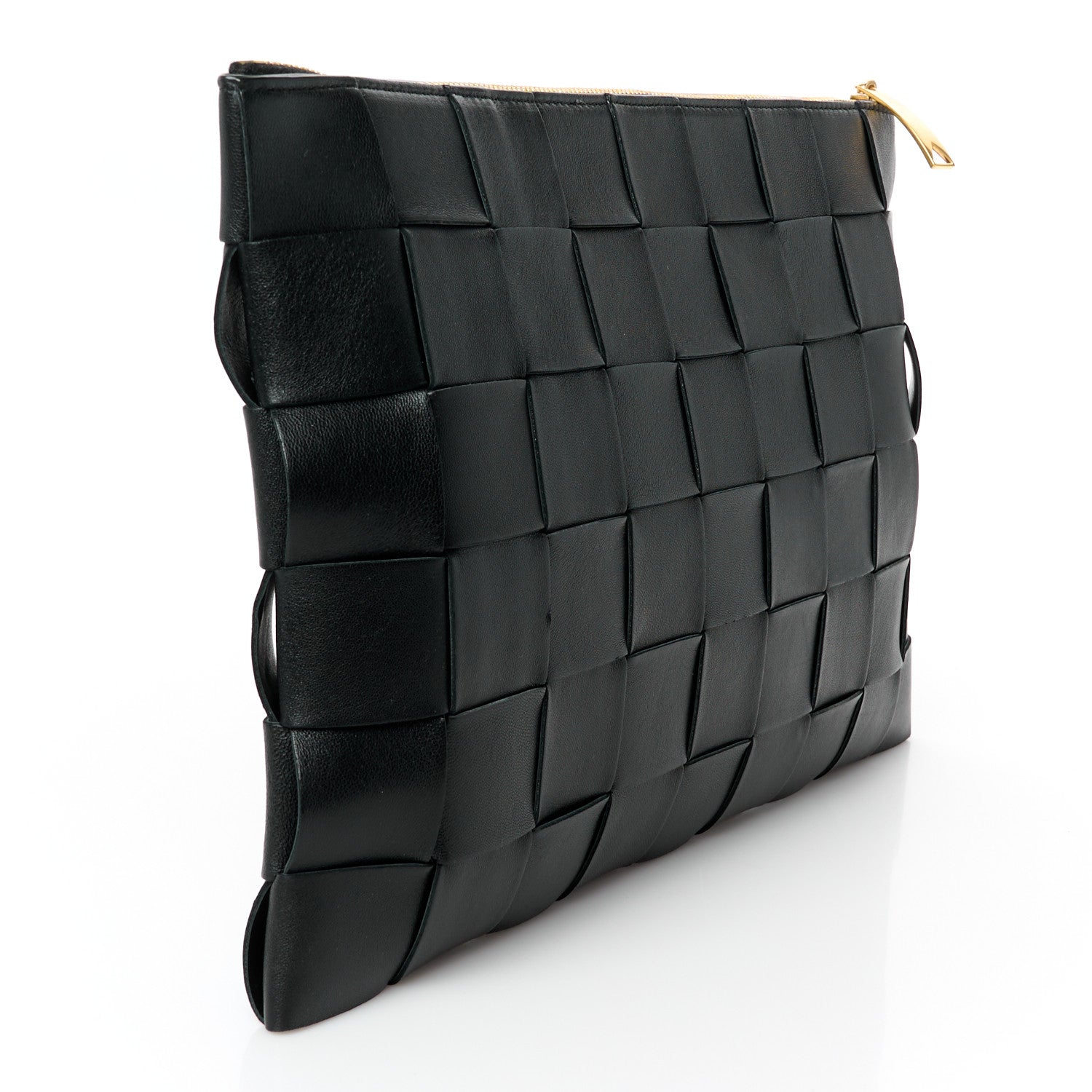 Bottega Veneta Nappa Maxi Intrecciato Large Cassette Flat Zip Pouch Black 3 of 8
