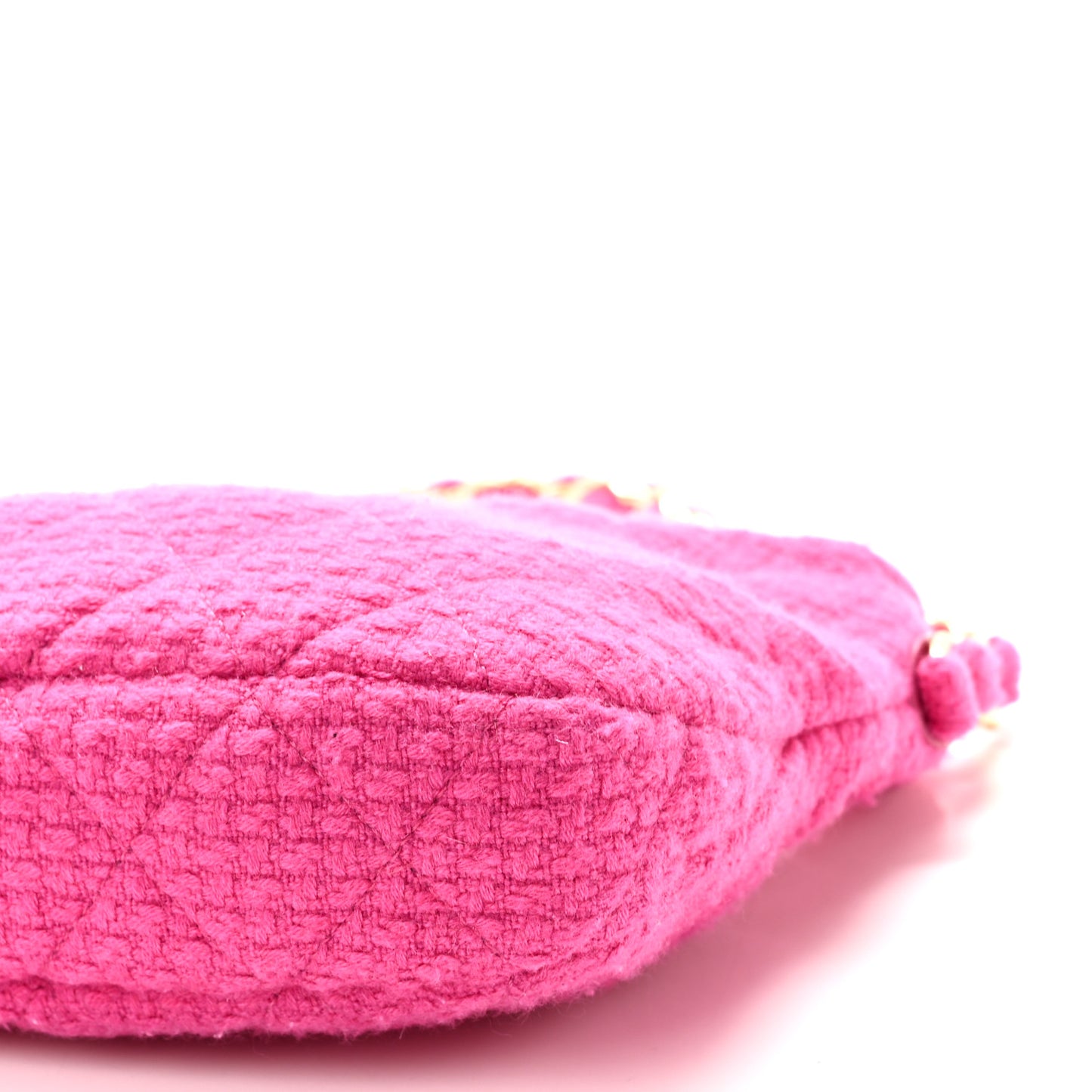 Cashmere Tweed Quilted CC Links Hobo Fuchsia