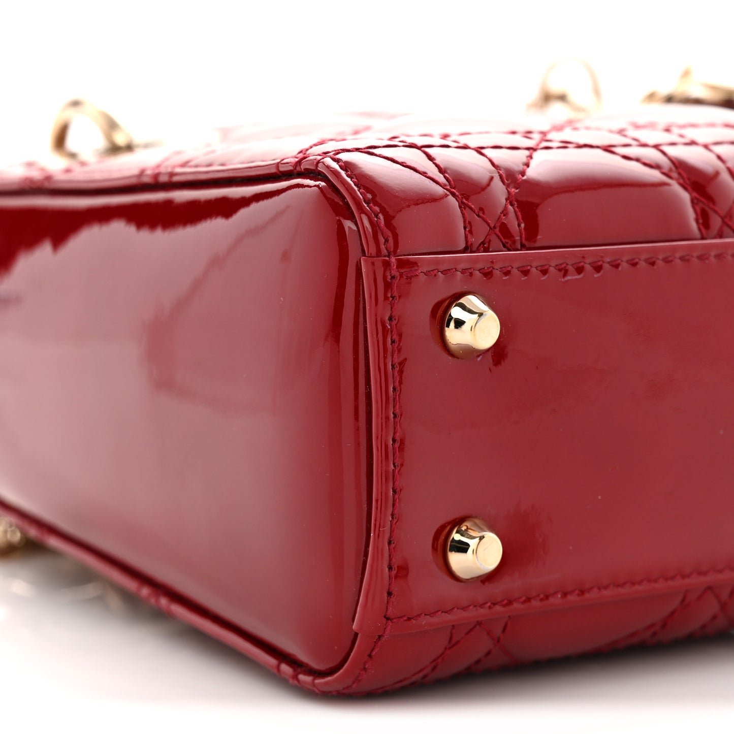 Patent Cannage Mini Lady Dior Red
