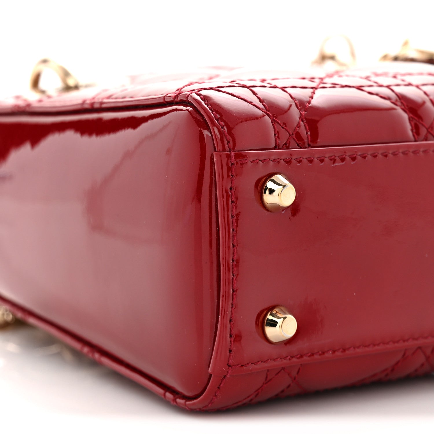 Christian Dior Patent Cannage Mini Lady Dior Red 8 of 9
