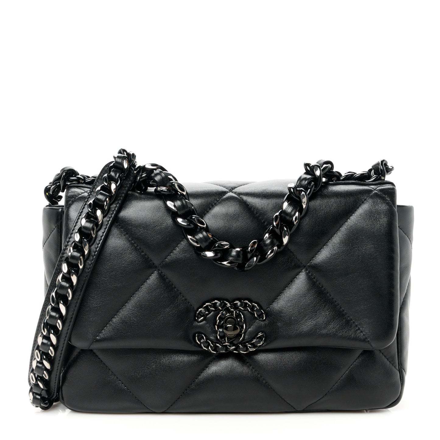 Goatskin Quilted Medium Chanel 19 Flap So Black
