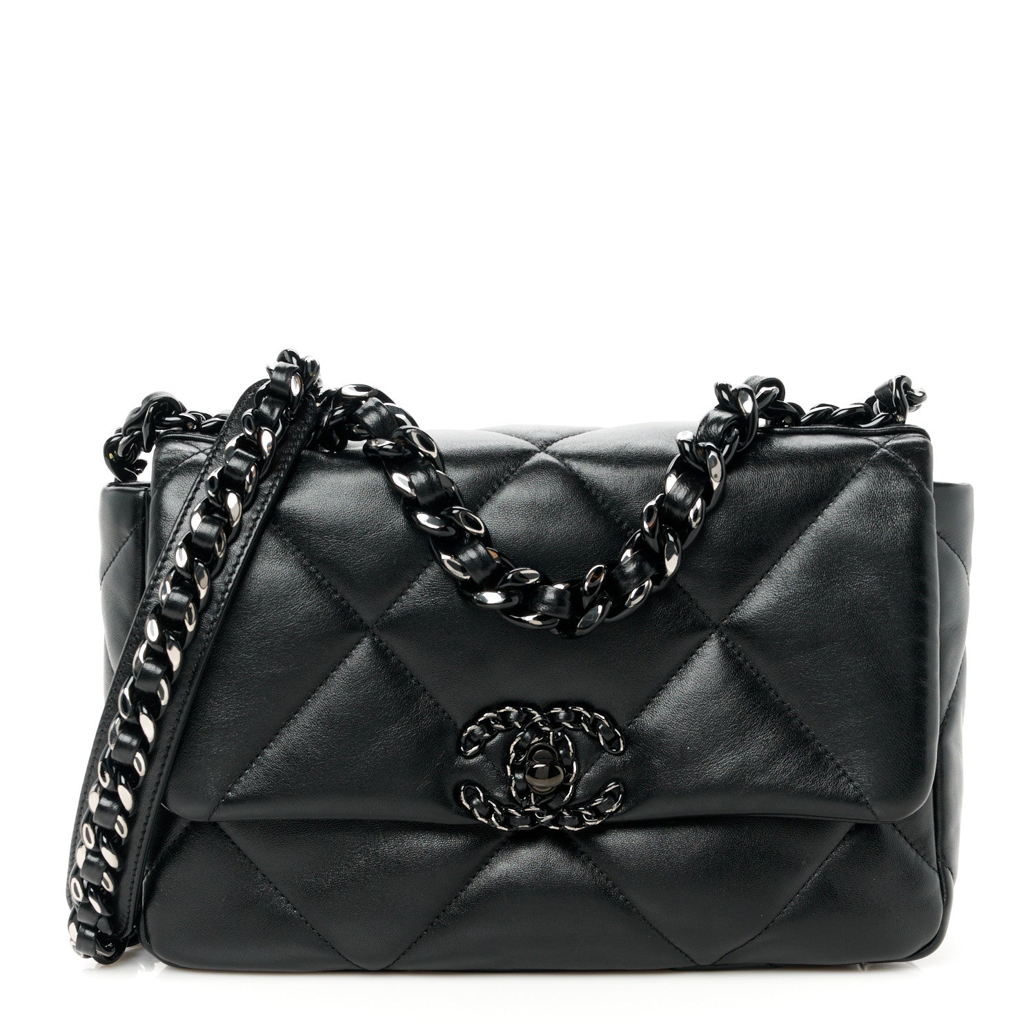 Chanel Goatskin Quilted Medium Chanel 19 Flap So Black 1 of 11