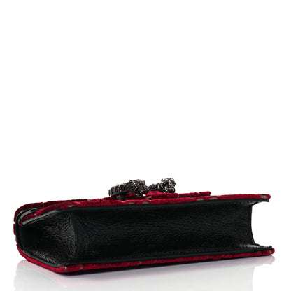 Gucci Velvet GG Monogram Super Mini Dionysus Shoulder Bag Red Cipria Black 4 of 8