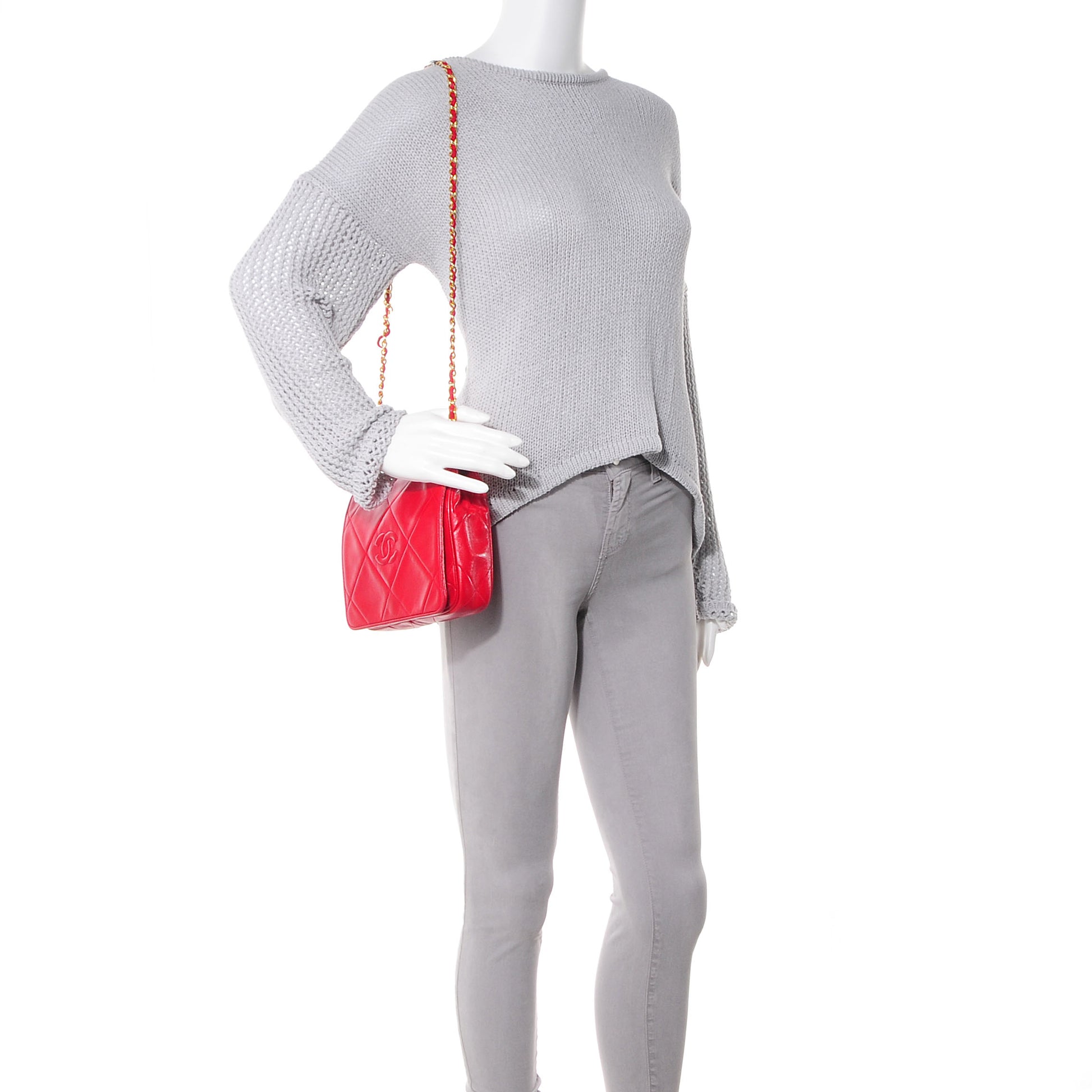 Chanel Lambskin Shoulder Flap Bag Red 2 of 7