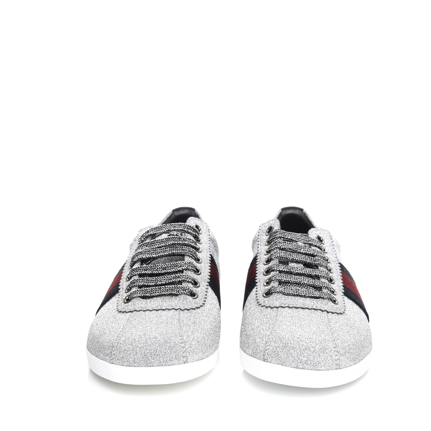 Glitter Fabric Studded Web Sneakers 38.5 Silver