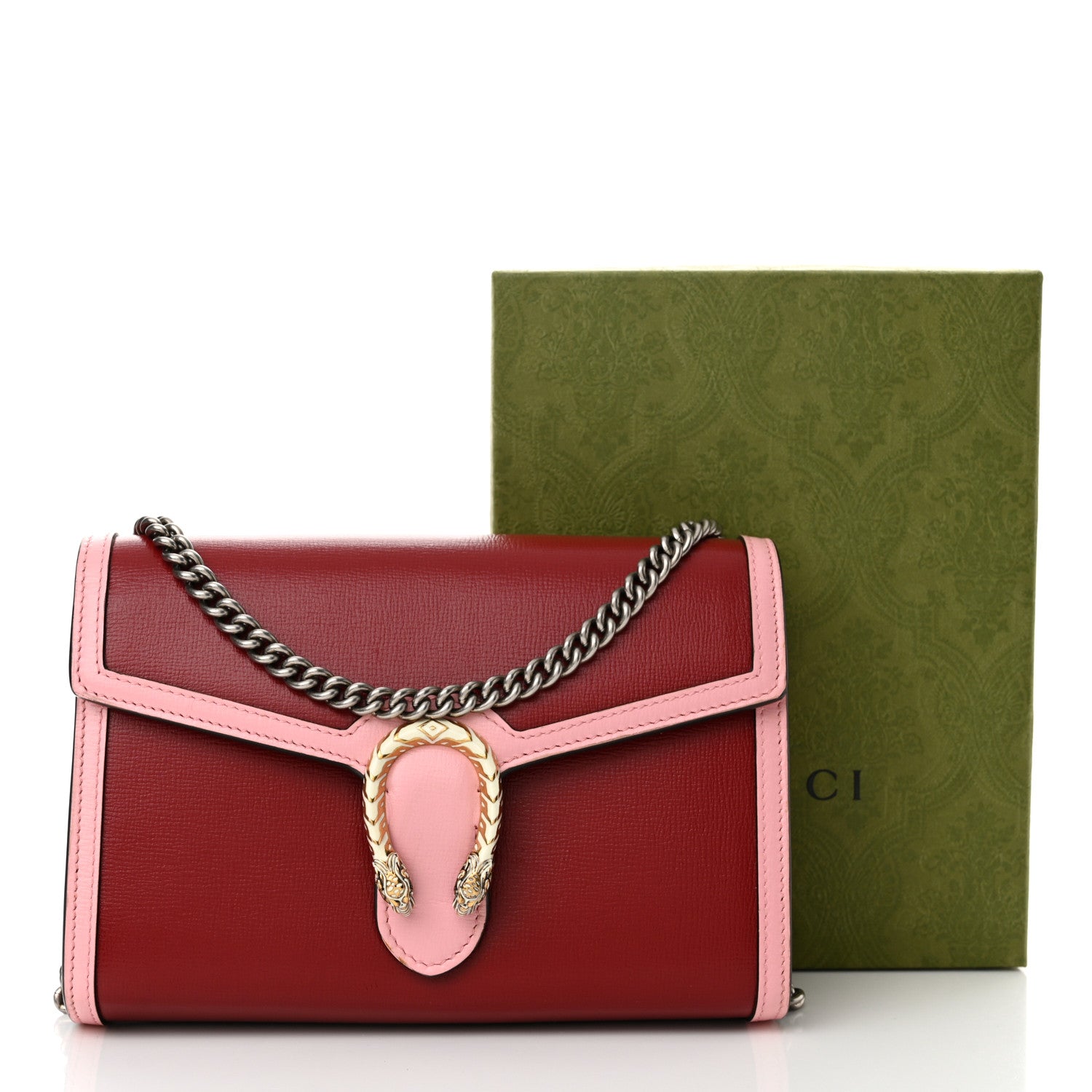 Gucci Azalea Calfskin Enamel Mini Dionysus Chain Wallet New Cherry Red Wild Rose Off White 15 of 15