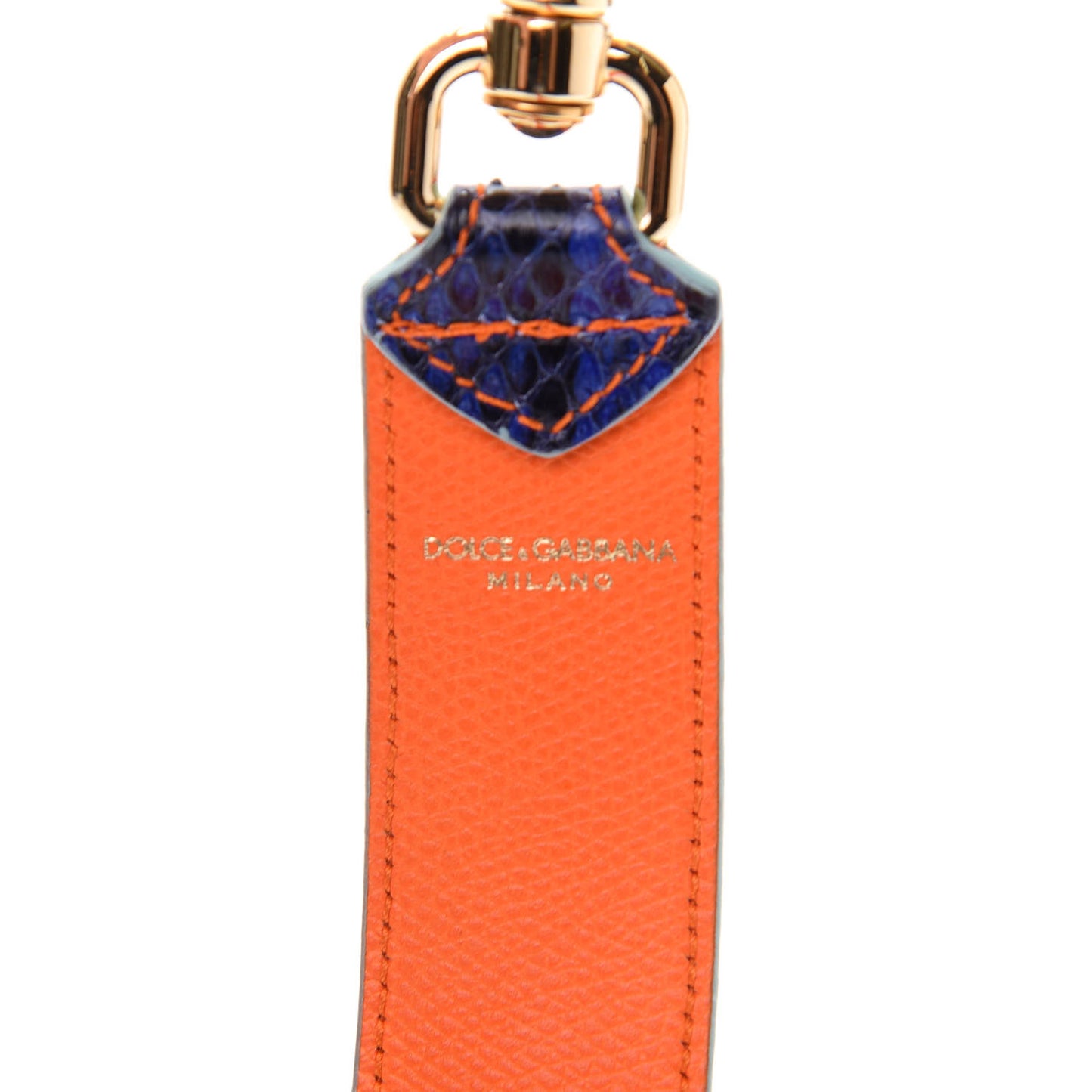 Snakeskin Embossed Crystal Studded Strap Blue Orange