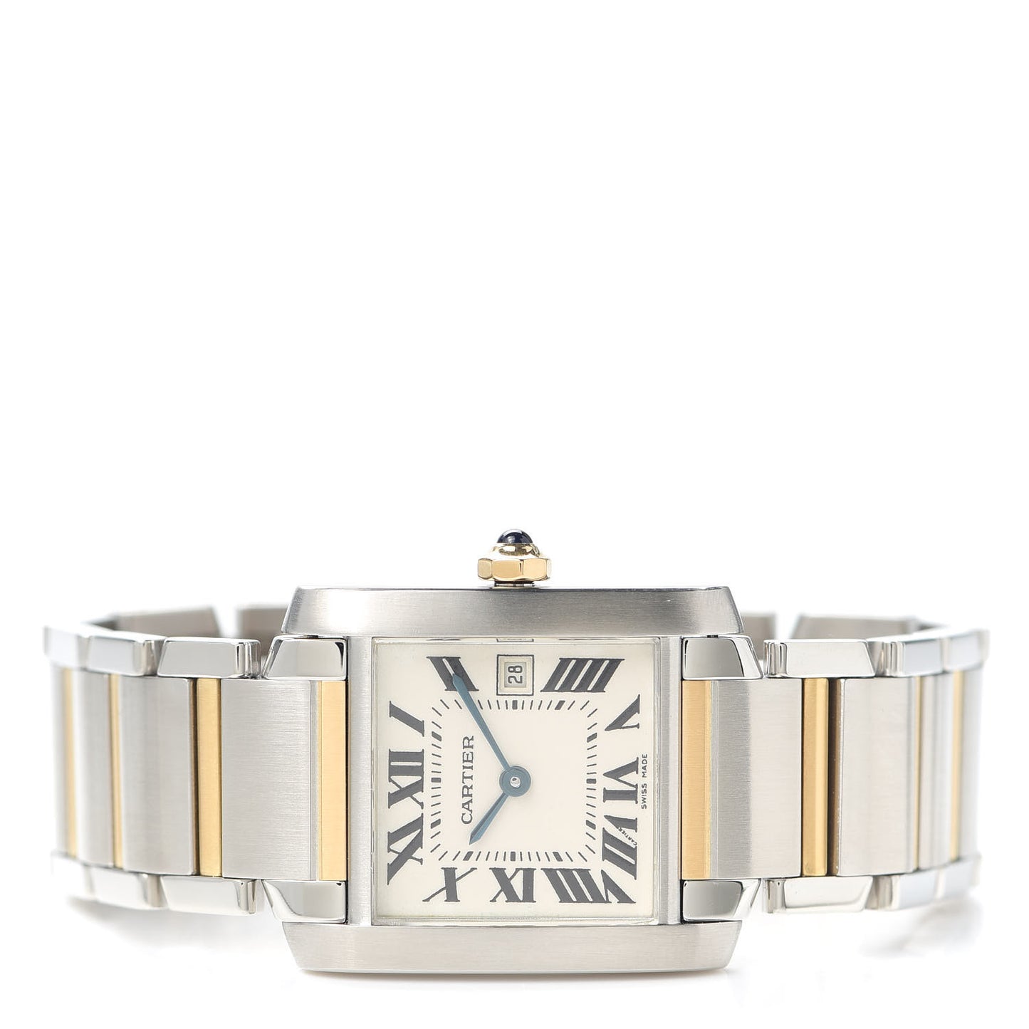 Stainless Steel 18K Yellow Gold 25mm Tank Francaise Quartz Watch
