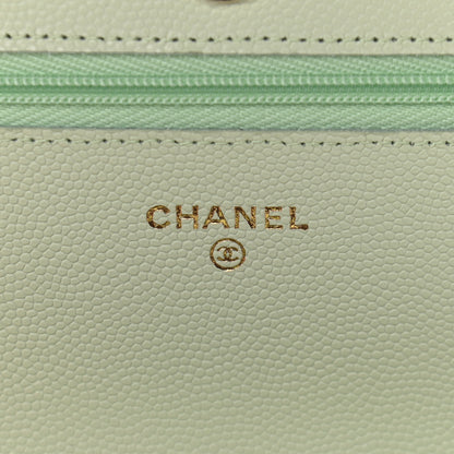 Chanel Caviar Quilted Wallet On Chain WOC Light Green 6 of 10