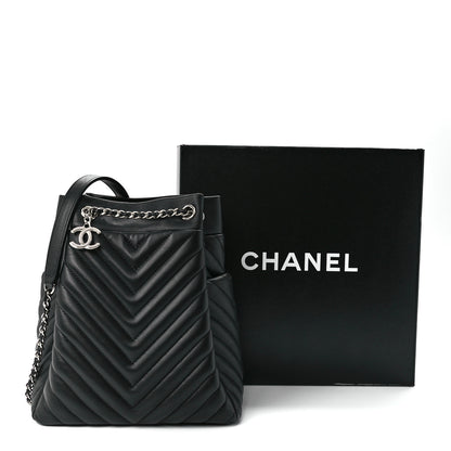 Chanel Lambskin Chevron Small Urban Spirit Drawstring Bag Black 12 of 12