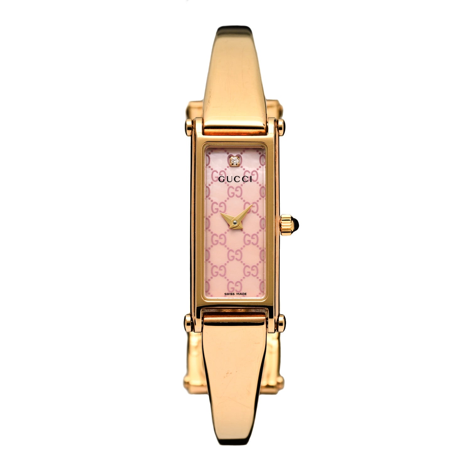 Gucci Stainless Steel Diamond Pink Mother of Pearl 12mm 1500L Horsebit Quartz Watch 1 of 5