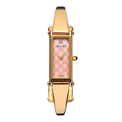 Gucci Stainless Steel Diamond Pink Mother of Pearl 12mm 1500L Horsebit Quartz Watch 1 of 5