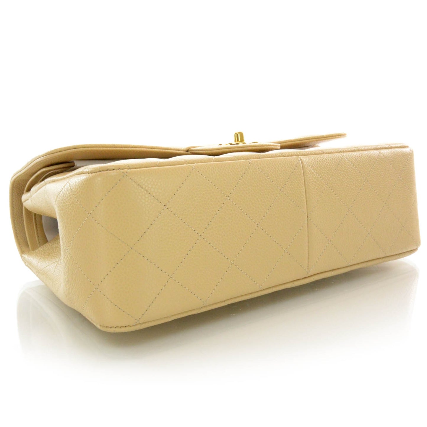 Caviar Jumbo Double Flap Beige