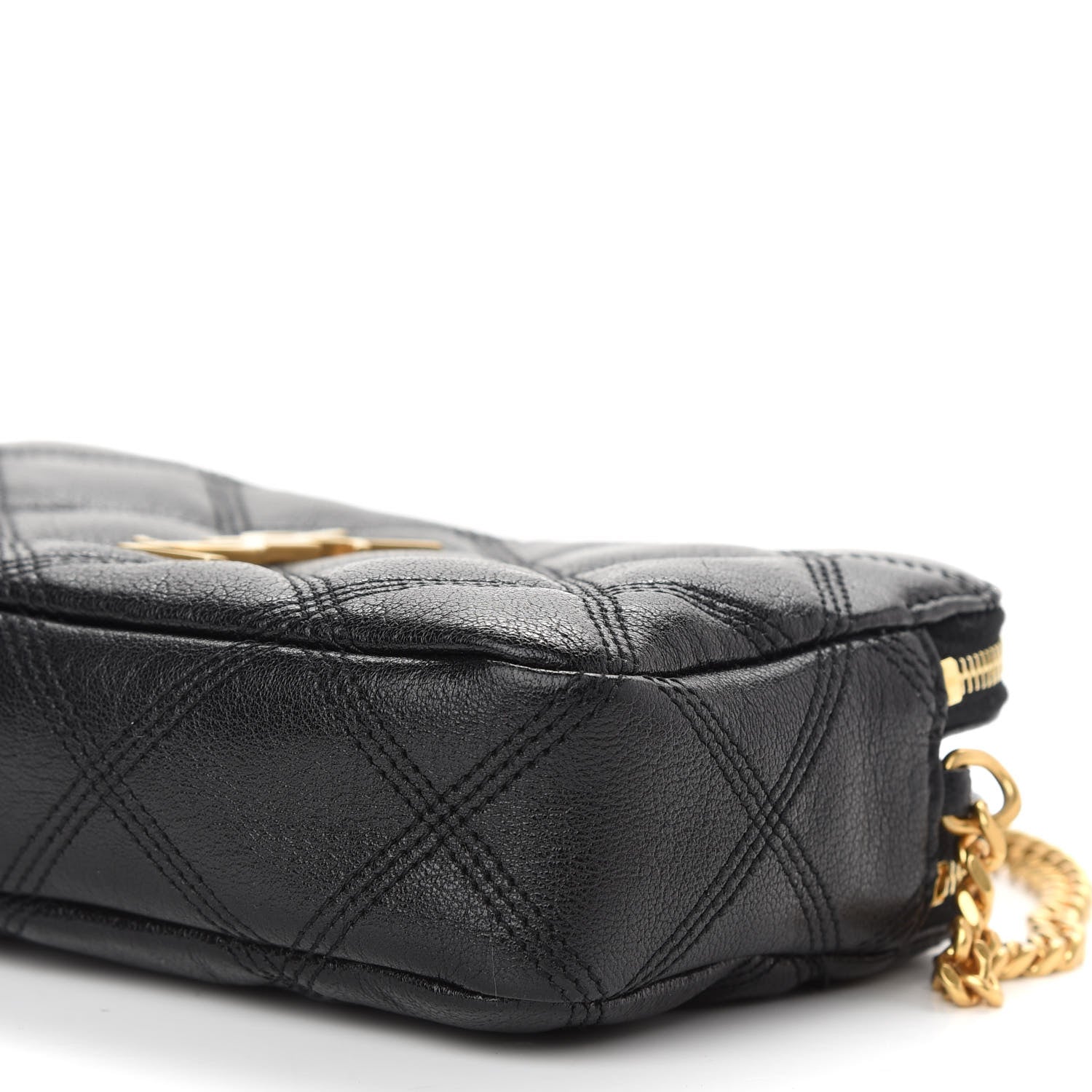 Saint Laurent Grained Lambskin Quilted Mini Becky Double Zip Bag Black 9 of 9