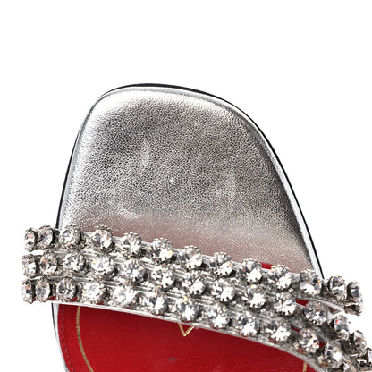 Gucci Nappa Silk Crystal Bertie High Heel Sandals 36.5 Argento 14 of 15