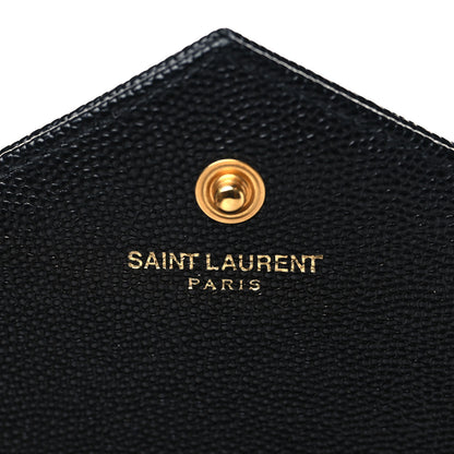 Saint Laurent Grain De Poudre Matelasse Chevron Monogram Chain Wallet Black 6 of 6