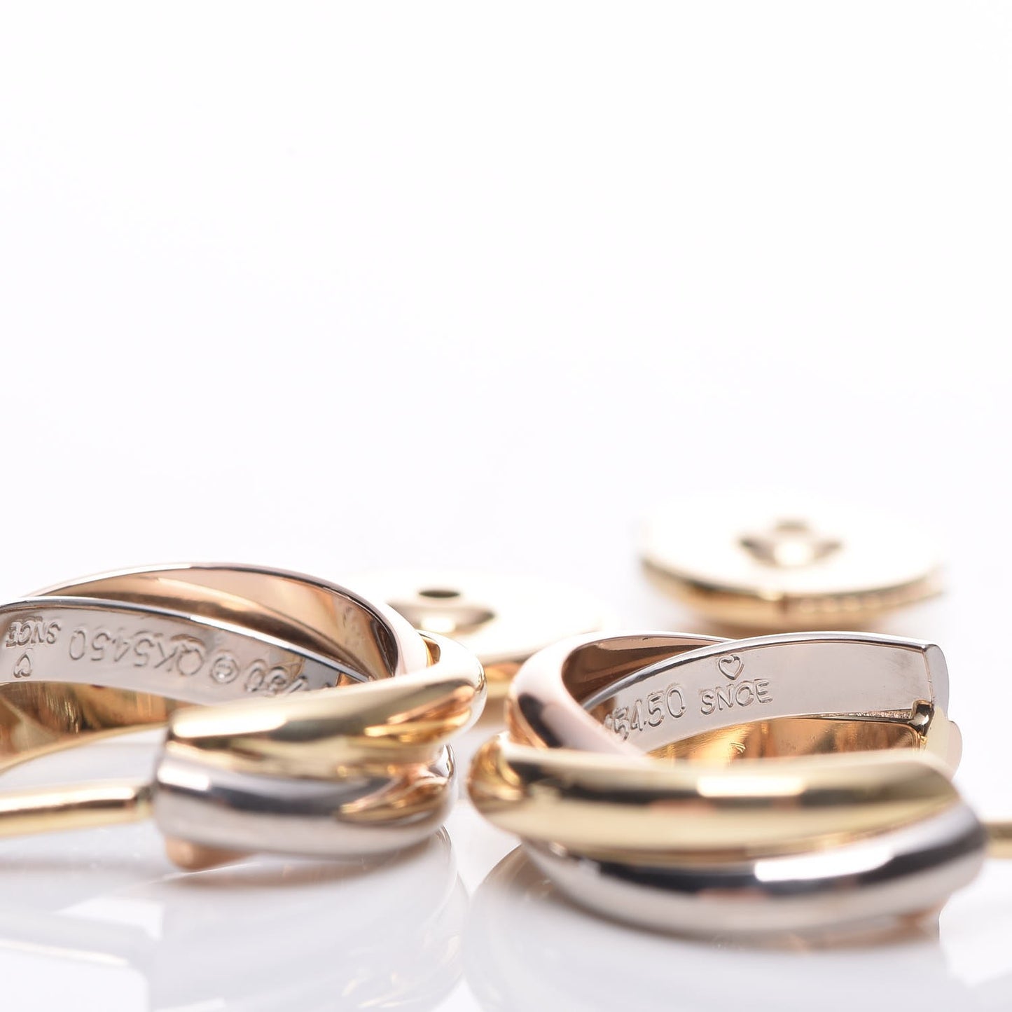 18K Pink Yellow White Gold 13mm Trinity Hoop Earrings