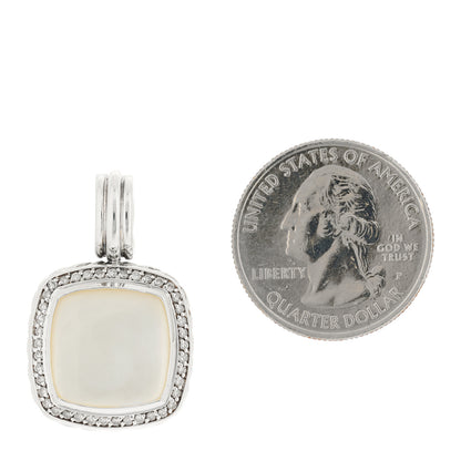 David Yurman Sterling Silver Diamond Mother of Pearl 14mm Albion Enhancer Pendant 2 of 4