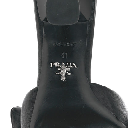 Prada Nappa Soft Padded Metal Triangle Logo 65mm Slide Sandals 41 Black 6 of 9