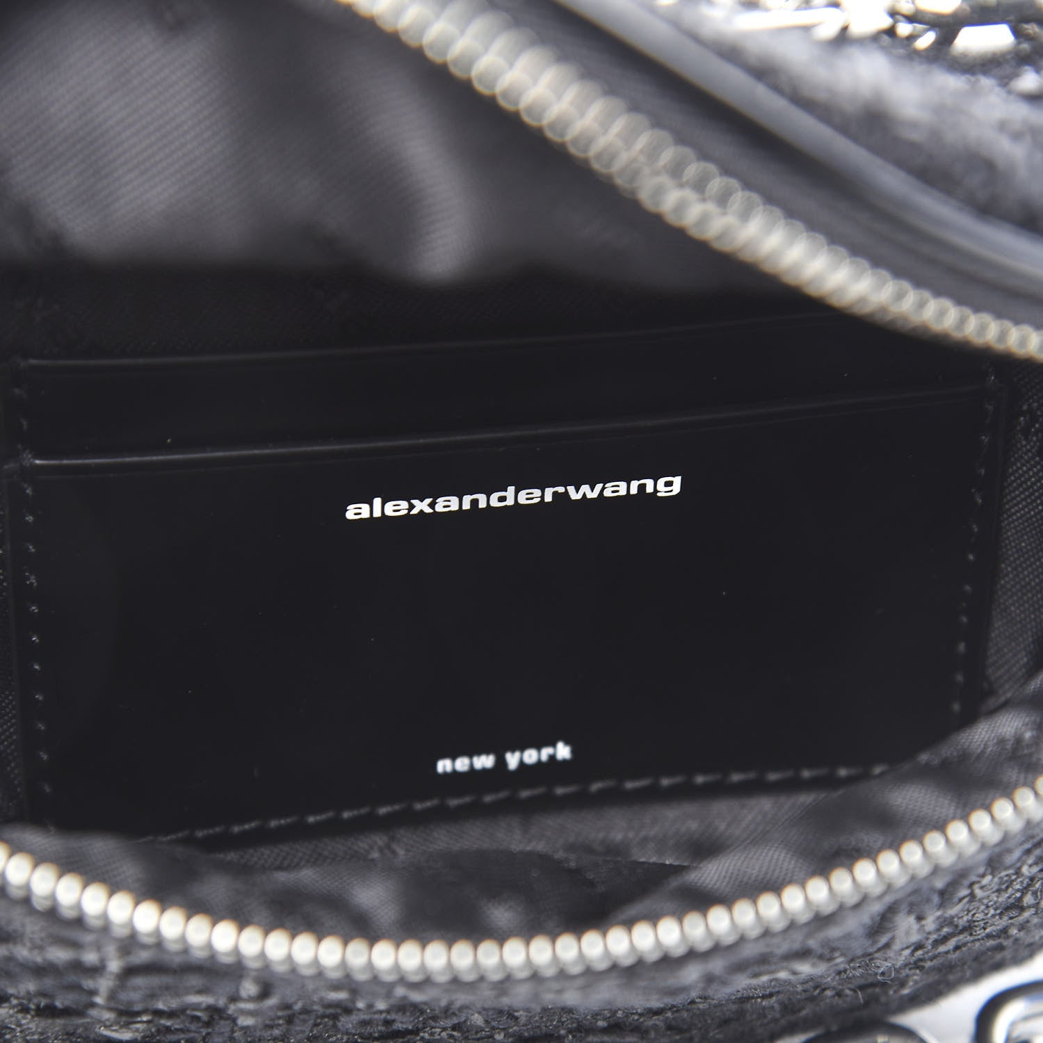 Alexander Wang Patent Tweed Chain Embellished Attica Belt Bag Black 7 of 11
