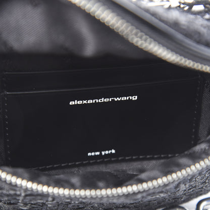 Alexander Wang Patent Tweed Chain Embellished Attica Belt Bag Black 7 of 11