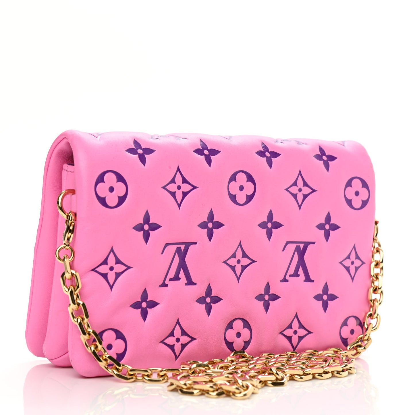 Lambskin Embossed Monogram Vuittamins Pochette Coussin Rose Violet