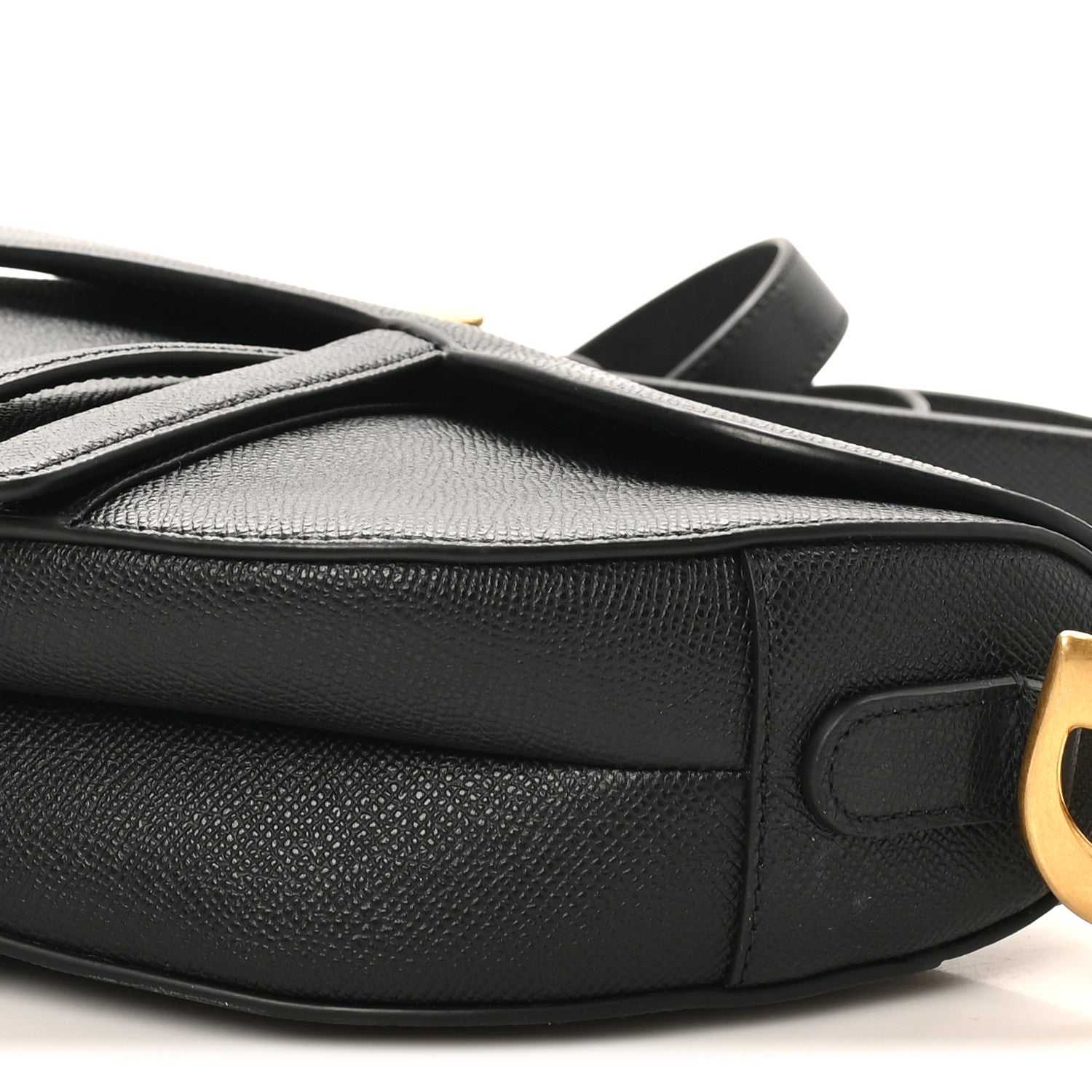 Christian Dior Grained Calfskin Saddle Bag With Strap Black 10 of 10