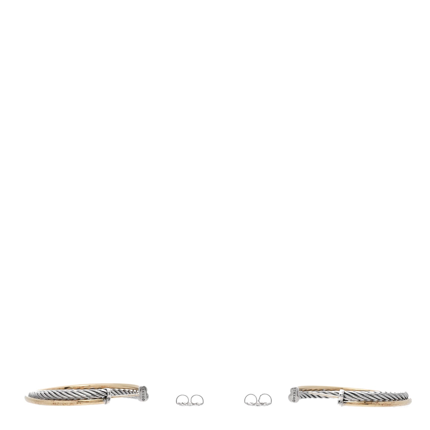 Sterling Silver 18K Yellow Gold 44mm Crossover Cable Hoop Earrings