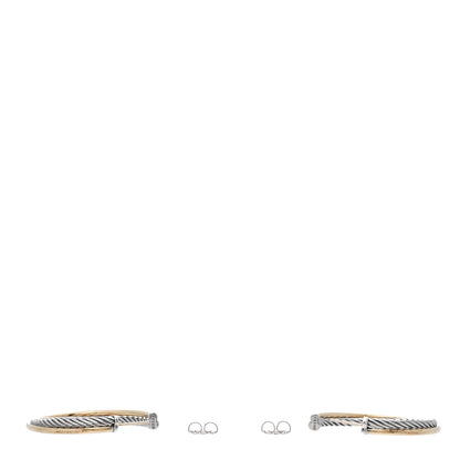 David Yurman Sterling Silver 18K Yellow Gold 44mm Crossover Cable Hoop Earrings 4 of 4