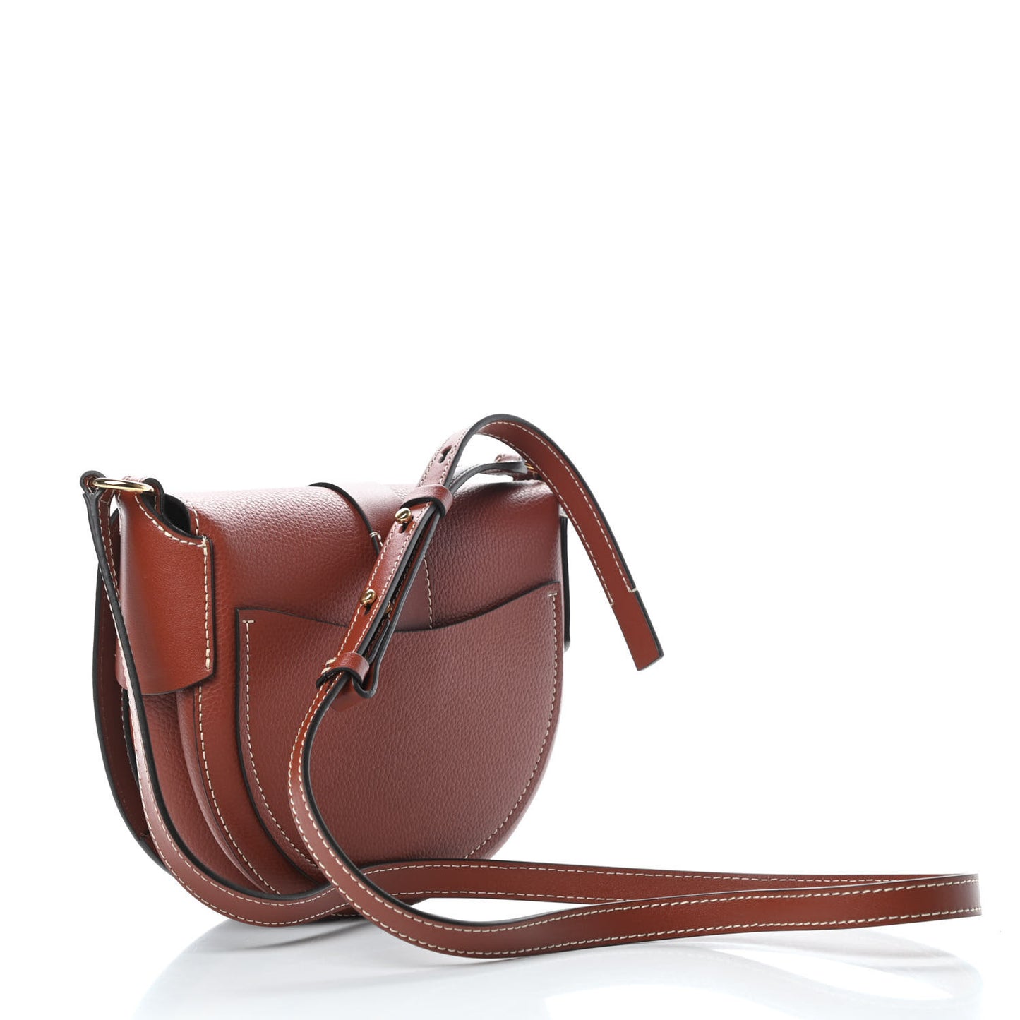 Grained Calfskin Small Darryl Saddle Crossbody Bag Sepia Brown