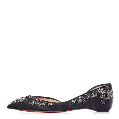 Christian Louboutin Satin Strass Brodiriza Flats 37 Black 1 of 8