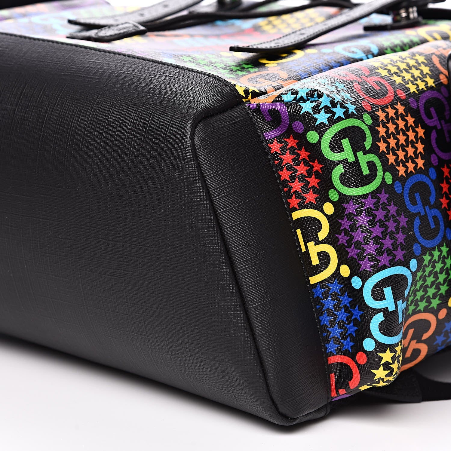 Gucci GG Supreme Monogram Psychedelic Medium Double Buckle Backpack Black Multicolor 9 of 9