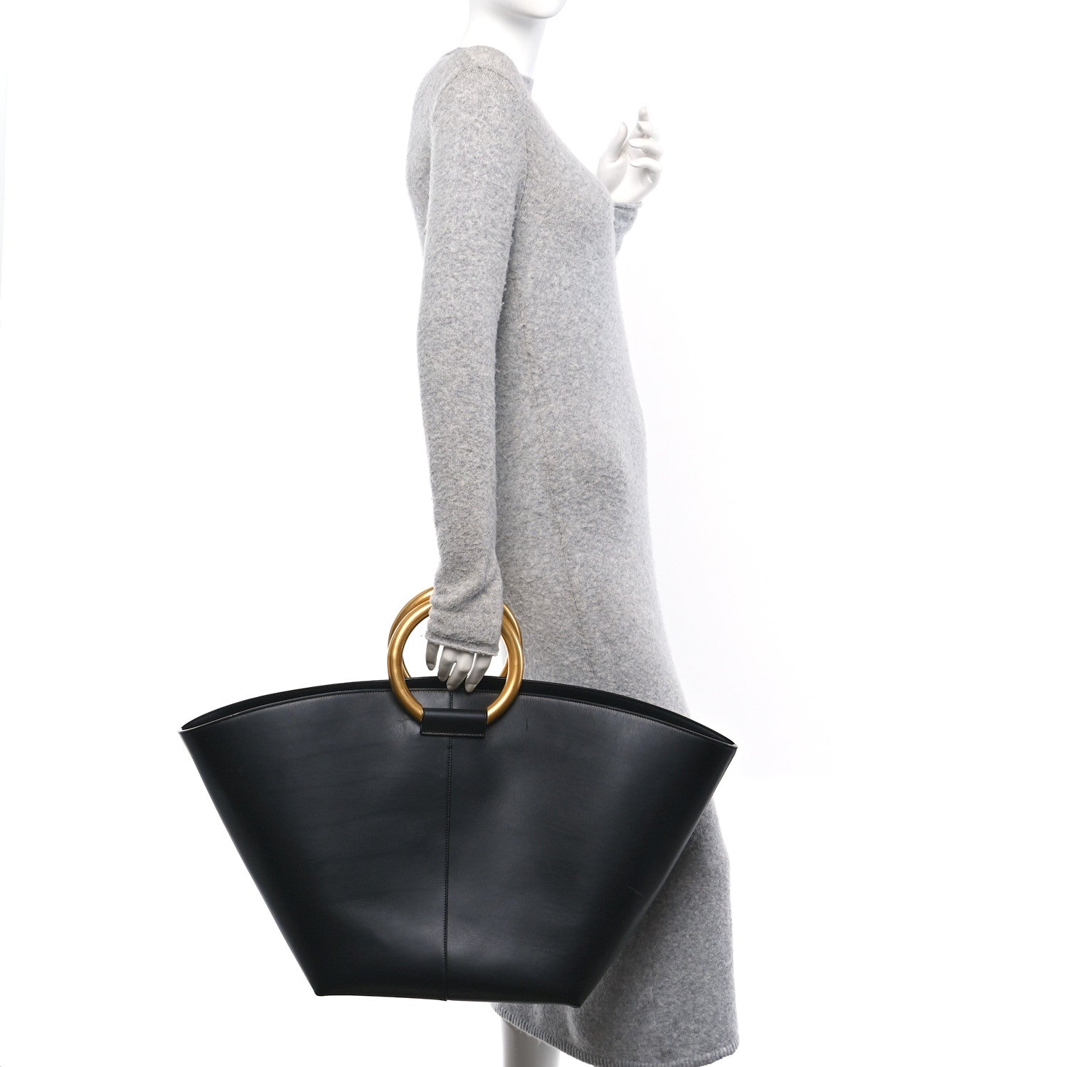 Saint Laurent Smooth Calfskin Maxi Trapezoid Shopping Tote Black 2 of 11