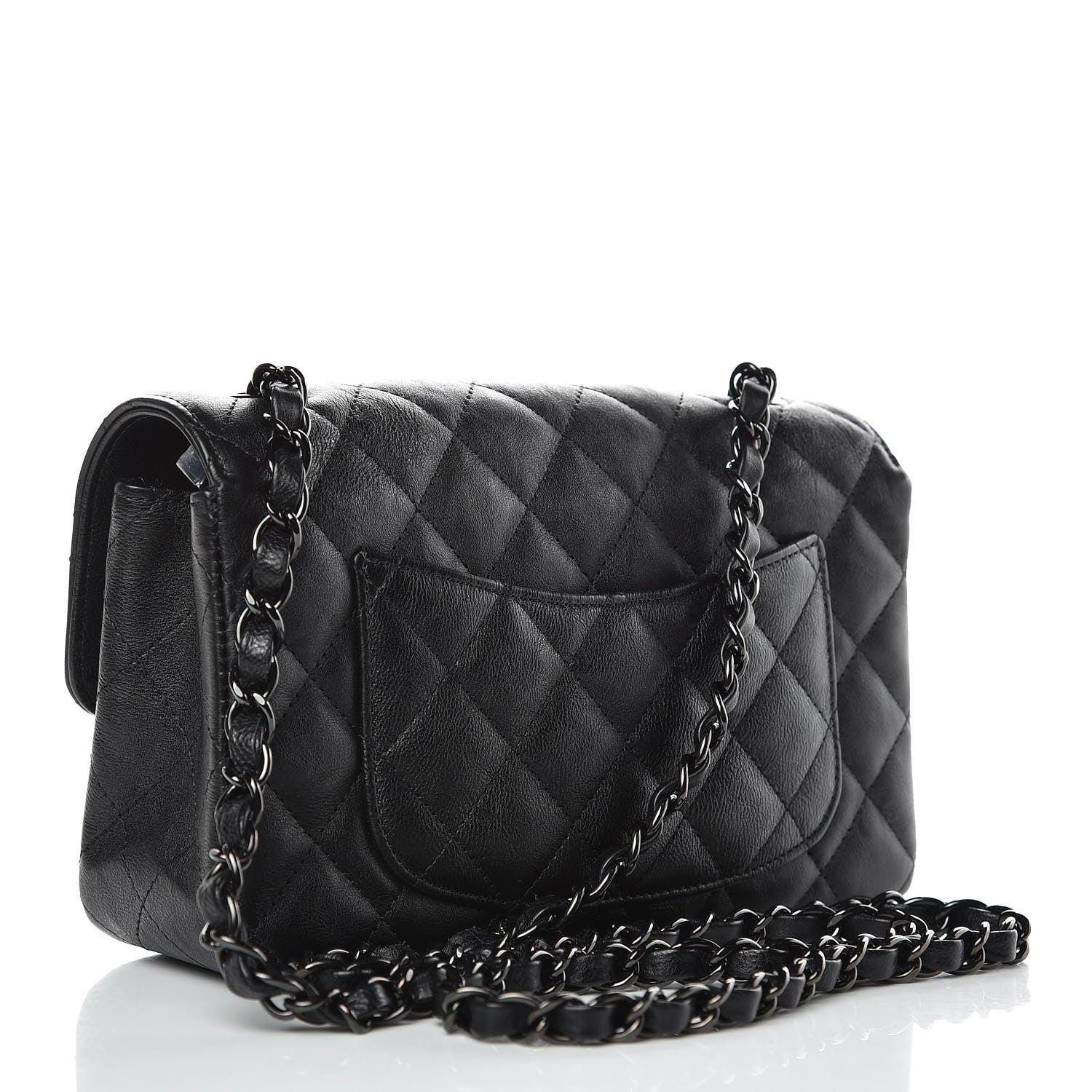 Chanel Crumpled Calfskin Quilted Mini Rectangular Flap So Black 3 of 9