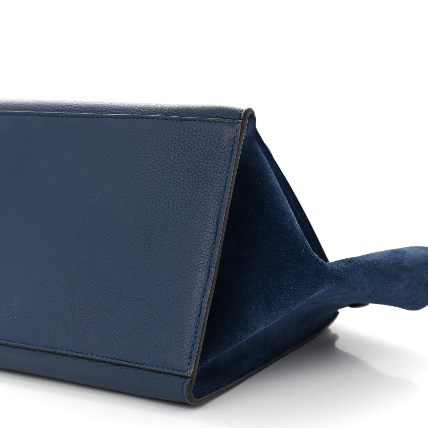 Celine Drummed Calfskin Suede Medium Trapeze Navy Blue 9 of 9
