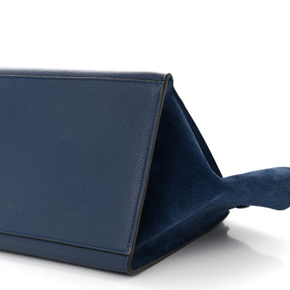 Celine Drummed Calfskin Suede Medium Trapeze Navy Blue 9 of 9