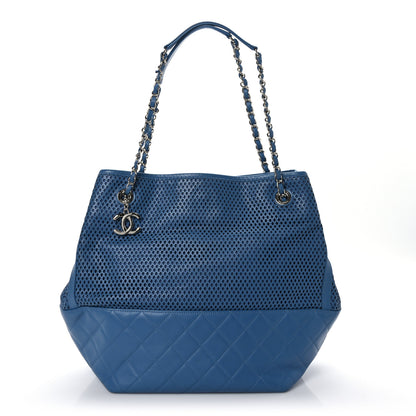 Chanel Calfskin Perforated Up In The Air North South Tote Blue 1 of 9