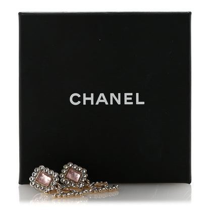 Chanel Crystal Pearl CC Drop Earrings Pink Gold 5 of 5