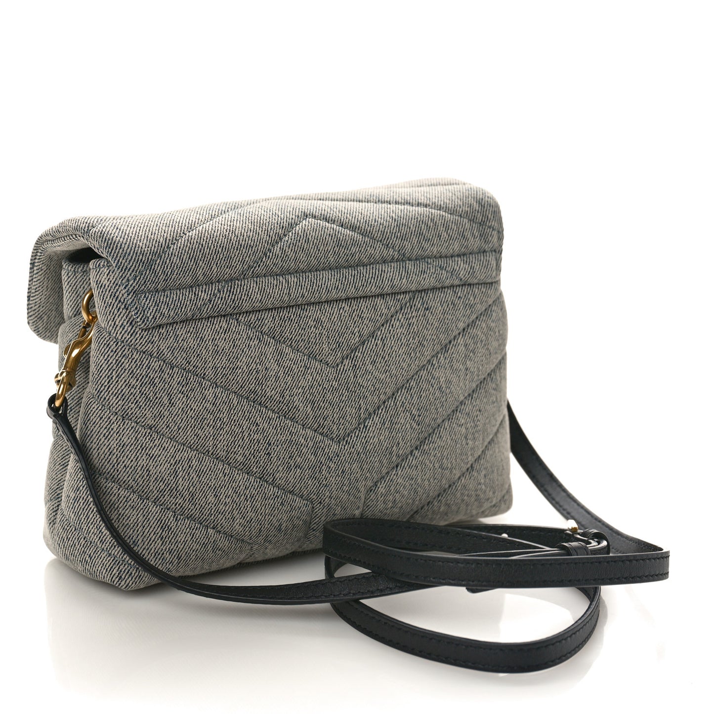 Denim Y Quilted Monogram Toy Loulou Crossbody Bag Grey